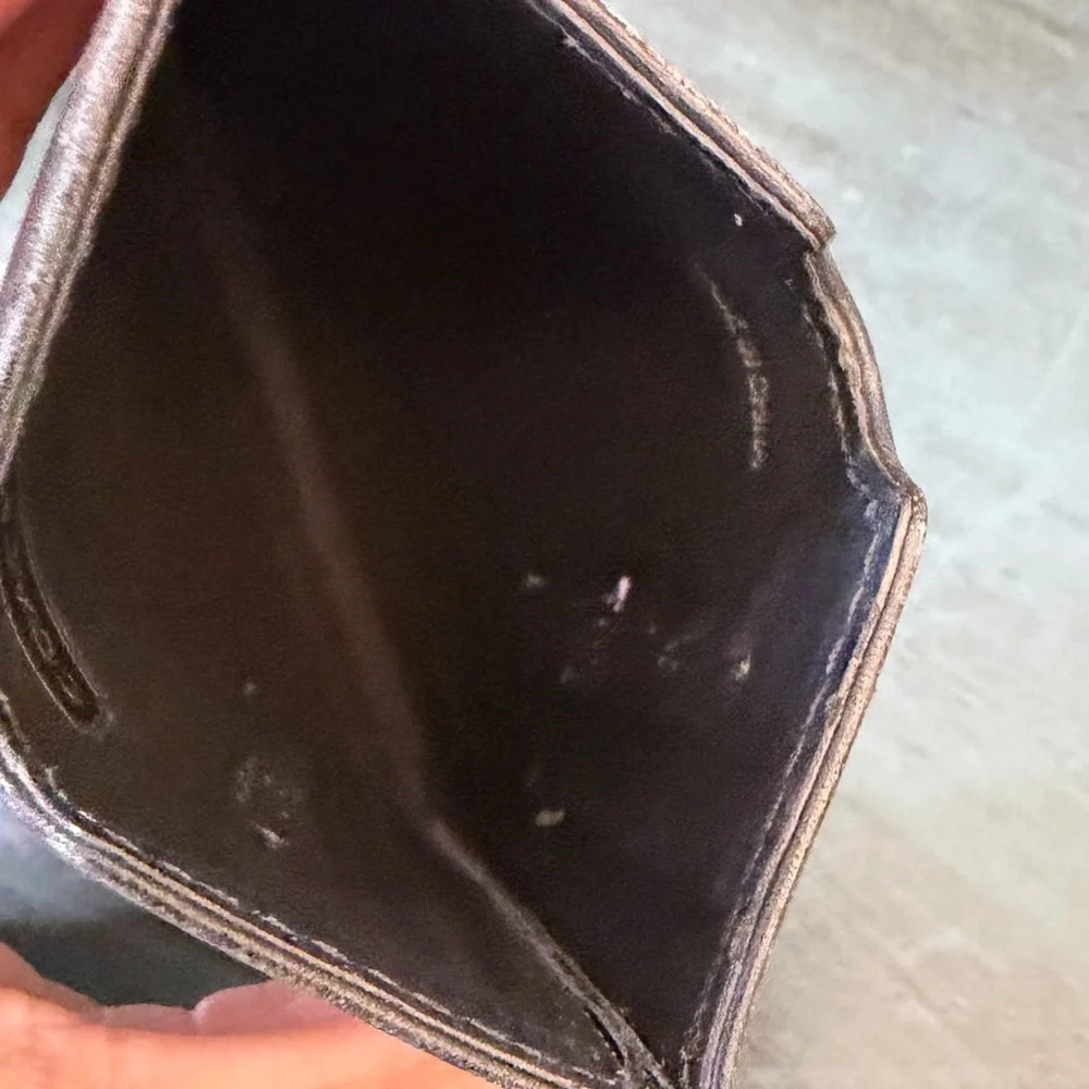 Vintage COACH leather card holder wallet black with logo inside and out.